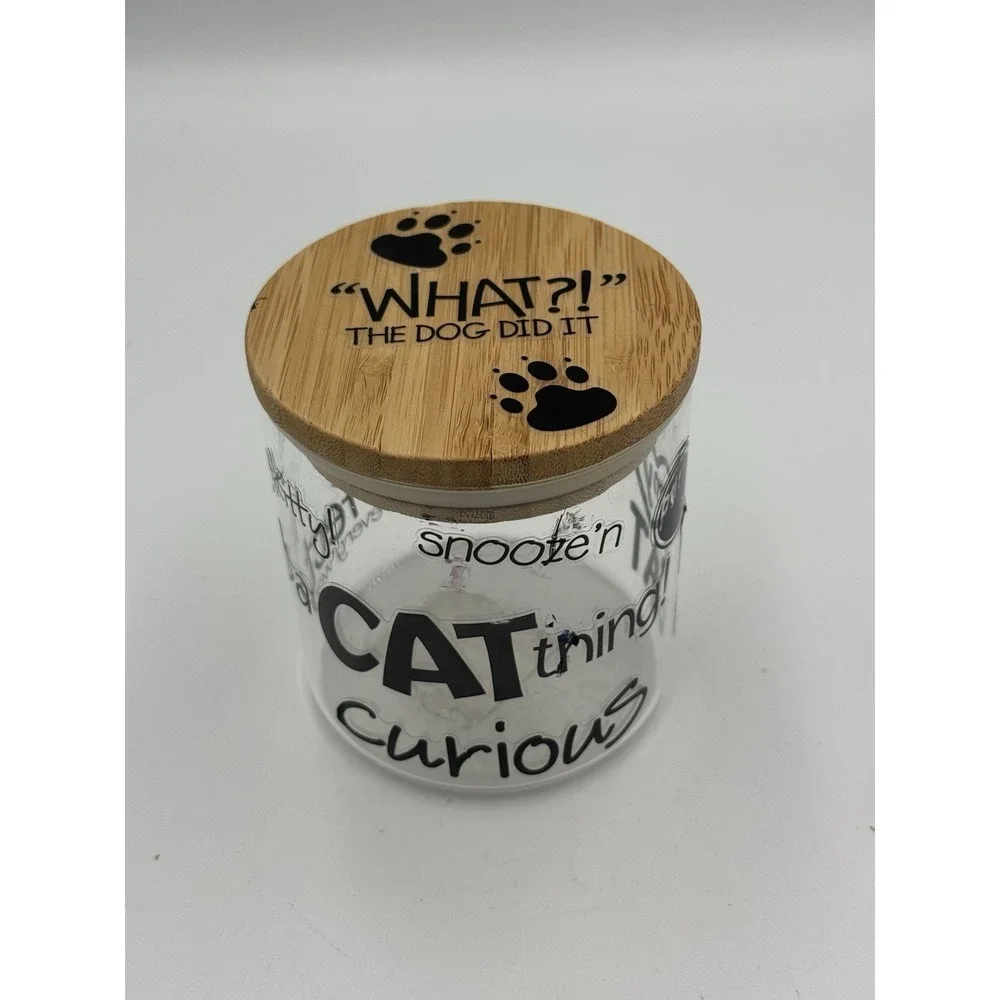 Cat treat Conyainer With Wood Lid